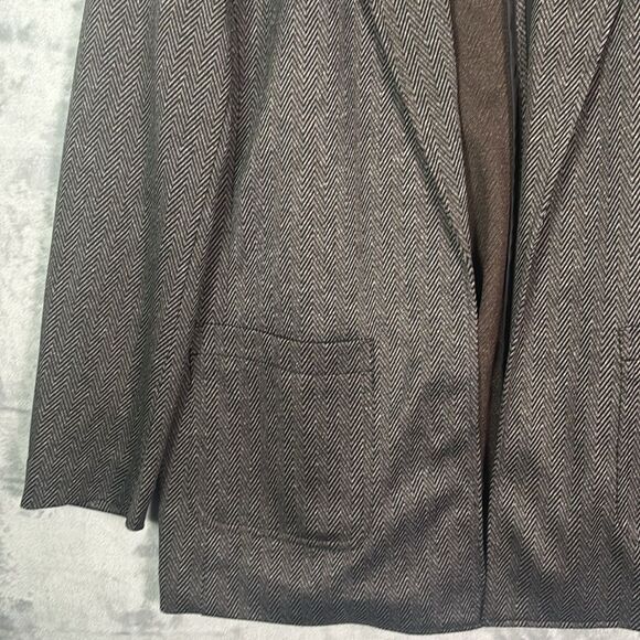 Anne Klein Brown Black Chevron Open Front Blazer Jacket Size XL - Picture 6 of 12